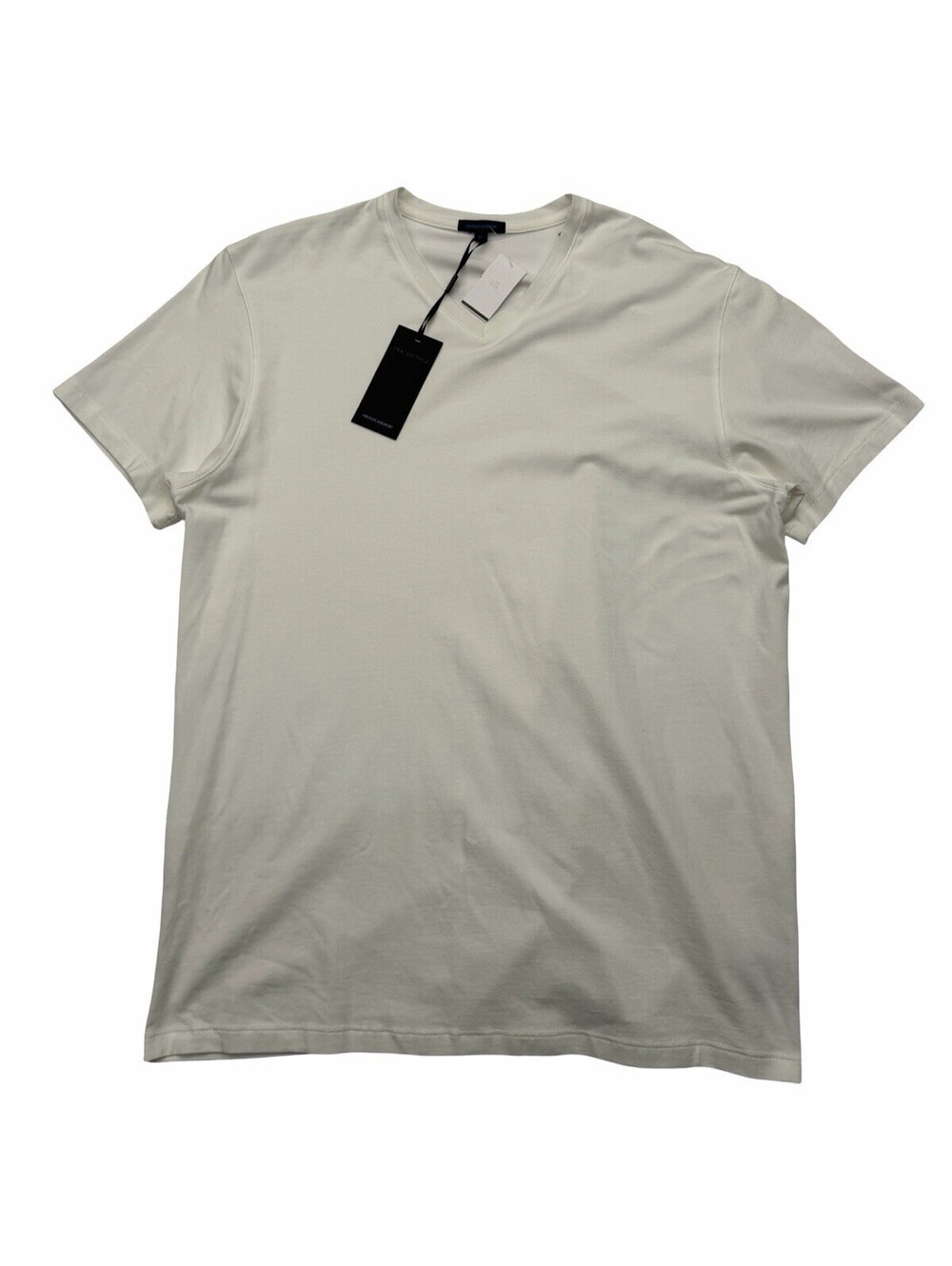 Patrick Assaraf Pima Stretch T-Shirt Slim Fit V-Neck White Size M